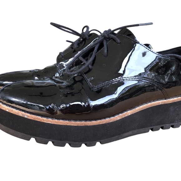 Eileen Fisher EDDY PATENT LEATHER PLATFORM black OXFORD size 6 nwot - Picture 3 of 13